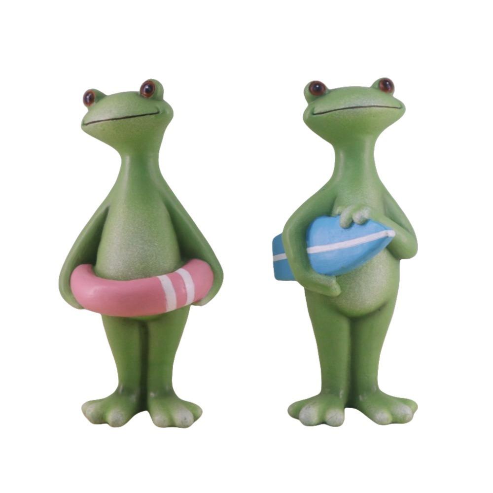 Resin Surfing Frog Statue Cute Style Small Frog Ornament Swimming Frog Figurine  Office Desk