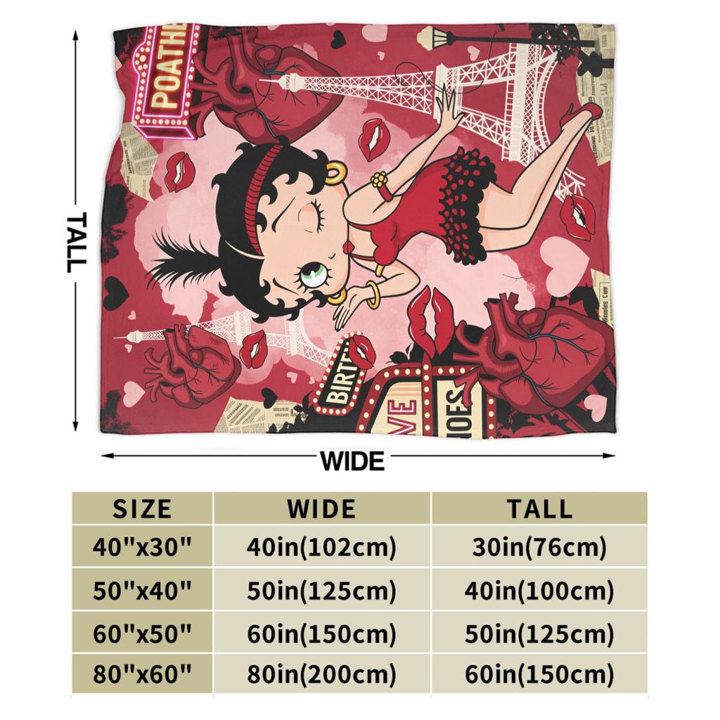 Warm Blanket Camping B-Bettys Boops Throw Blanket  Flannel Bedspread For Living Room Comfortable Sofa Bed Cover