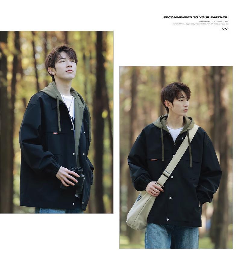 JSEN 2025 Unisex Hooded Mountaineering Jacket - Autumn Wear-Resistant Fake Two-Piece Outdoor Outerwear