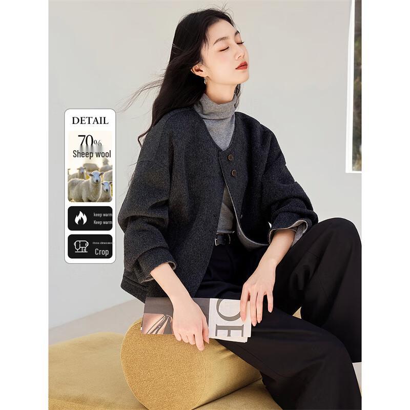 

XinFeiYu Women s Double-Faced Wool Blend Short Coat S