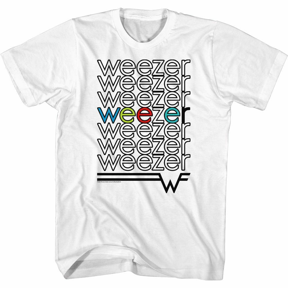 Weezer Repeat Colors White Adult T-Shirt L