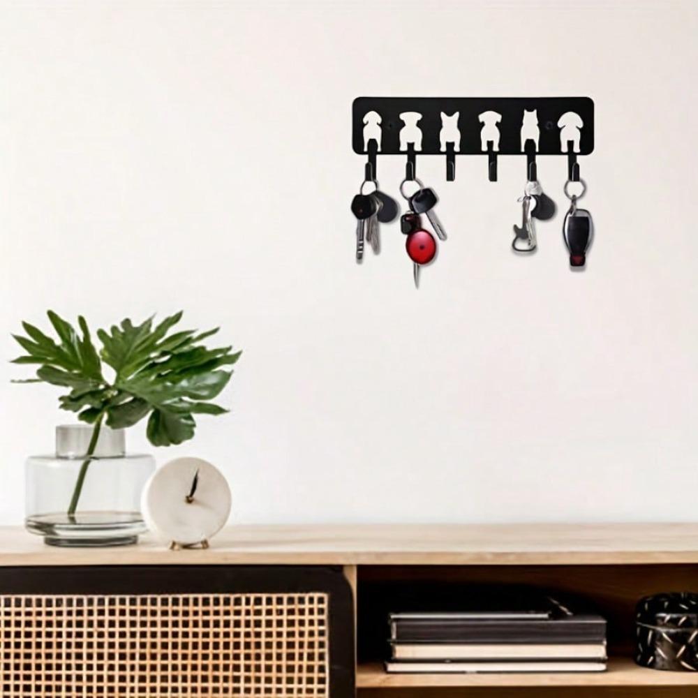 Multifunctional Metal Dog Key Hanger Wall Hook for Garage Entryway Kitchen Bathroom
