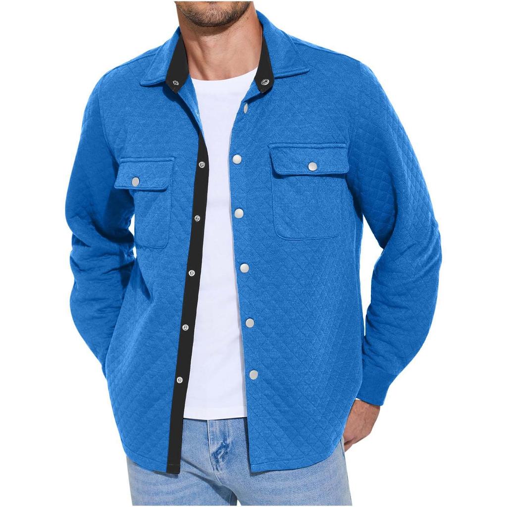 Men's Casual Shirt Jacket Lightweight Shacket Jacket Quilted Button Down Jackets