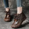 Stiefeletten für Damen Rindsleder 2026 Herbst und Winter Neu Dicksohlige Leder-Kurzstiefel Damen Retro Samt Damenstiefel