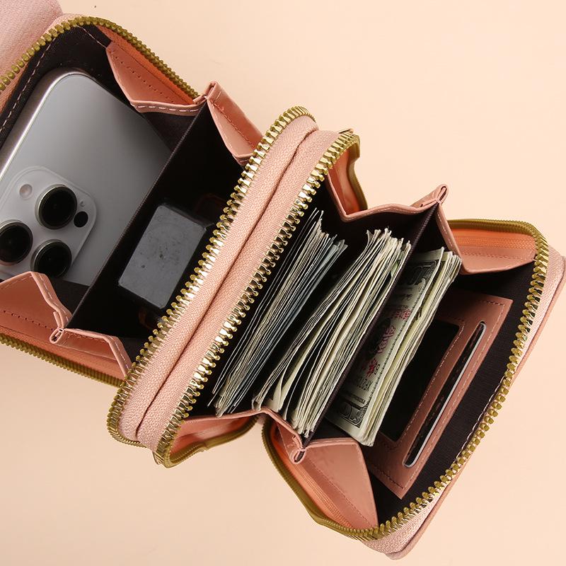 Damen Umhängetasche mit Touchscreen - Koreanischer Stil, Multifunktional mit Schlüsselreißverschluss und Münzfach.