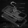 For iPhone 15 Pro Kickstand Phone Case PC+TPU Cover with Built-in Magnetic Holder Metal Sheet