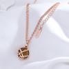 Light Brown Natural Zircon Pendant Necklace Women Luxury  Rose Gold Color Glossy Metal Daily Fine Ethnic Jewelry