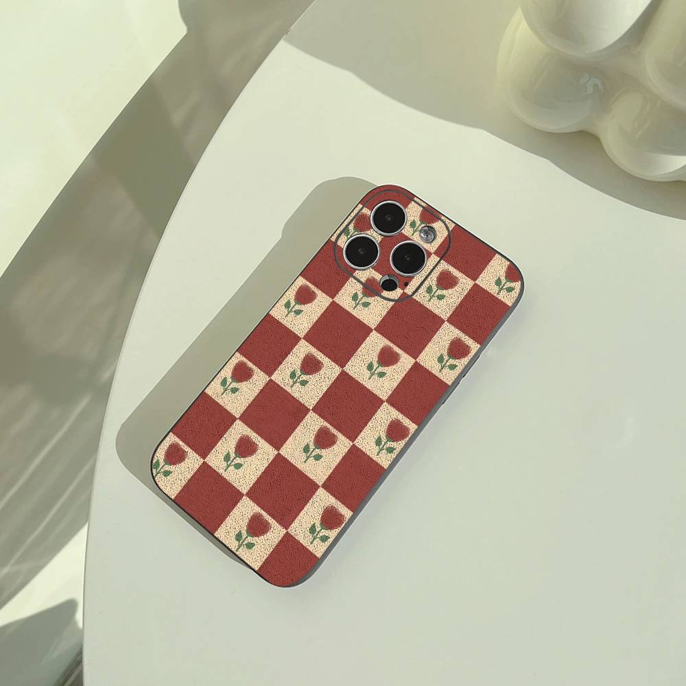 Frische Schachbrett-Handyhülle für iPhone 17,16,15,14,13,12,11 Pro Max,16Plus,XS Weiche Schwarze Hülle