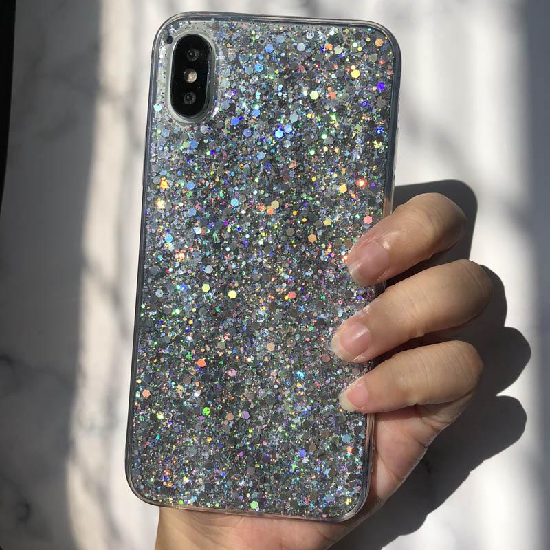 

Сверкающий чехол для телефона с блестками и пайетками для iPhone 14 13 12 11 Pro XS Max Mini X XR SE 6 6S 8 7 Plus Хрустальный силиконовый чехол For iPhone 13 Mini