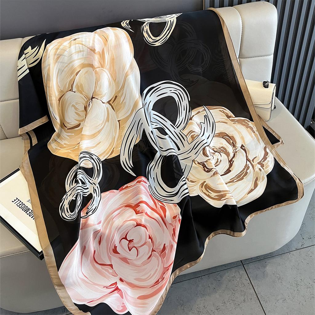 New Women Scarves Spring Summer Autumn Luxury Print Thin Light Satin Scarf Fashion Wrap Shawls 55 Colors Elegant Bandana Poncho