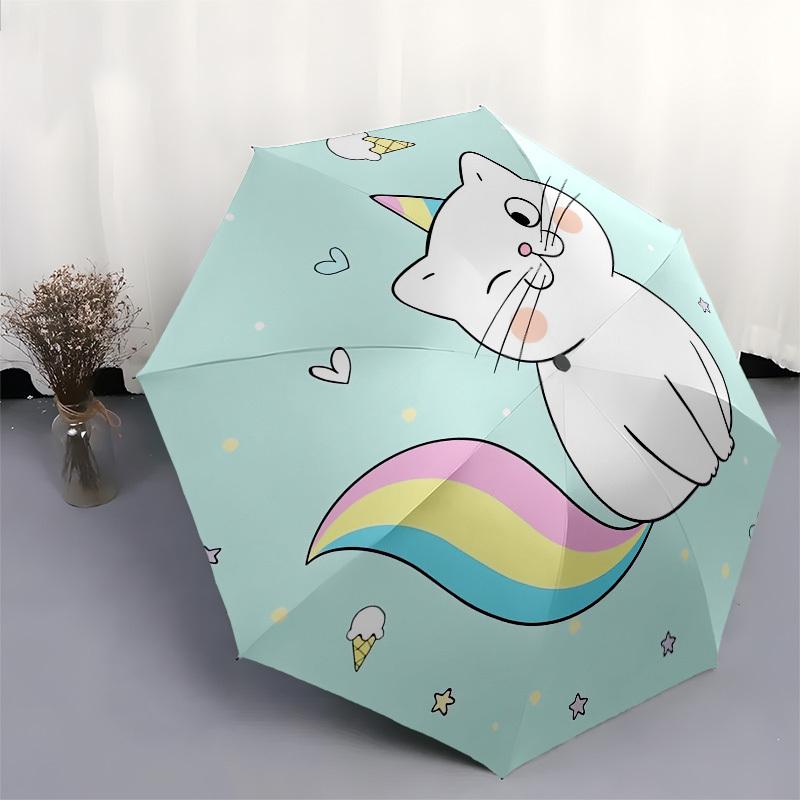 1 Stück Einhorn-Katze-Thema Hochwertiger Regenschirm, Automatisches Öffnen und Schließen, Multifunktionaler Regenschirm G0811281