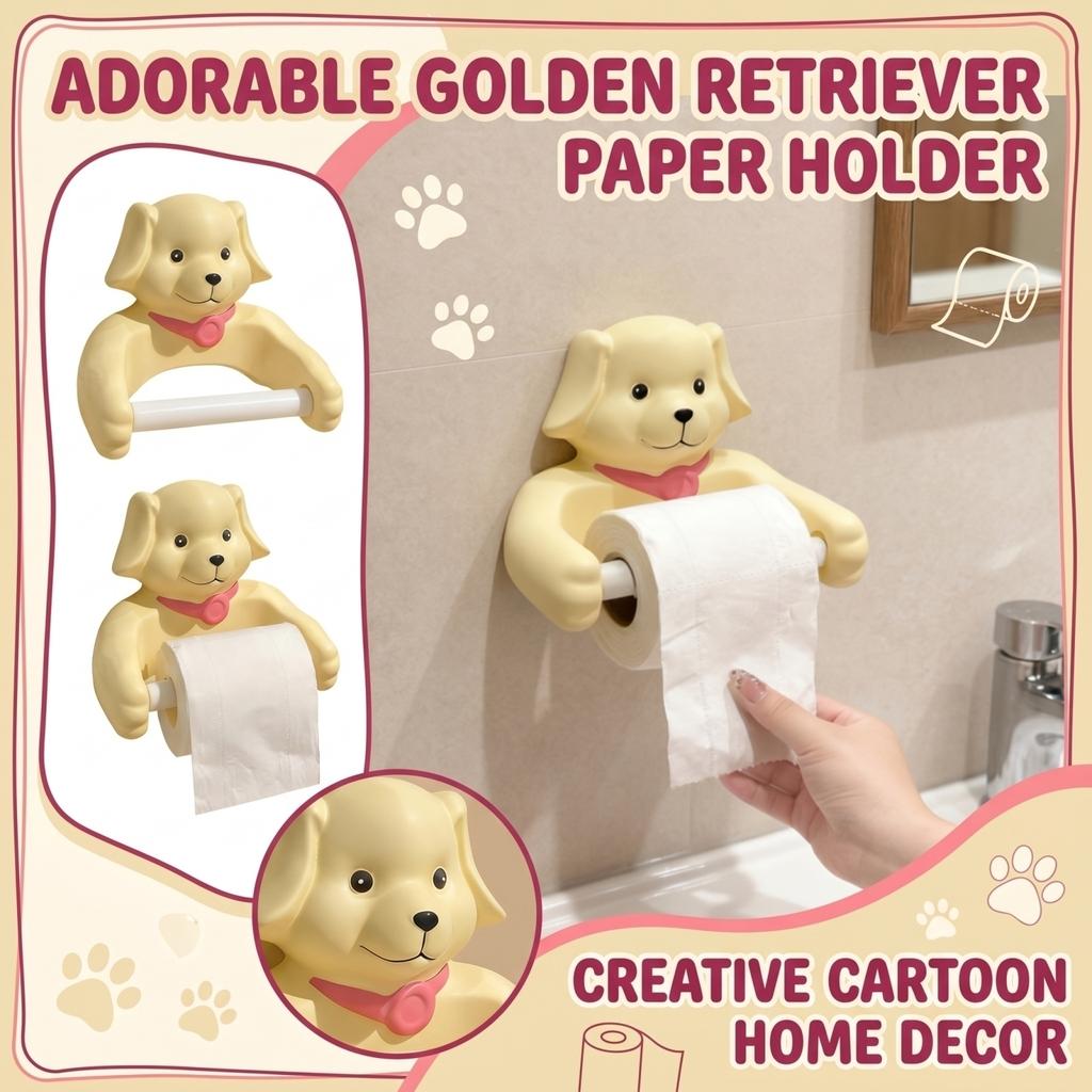 Creative Cartoon Dog Tissue Holder Decorative Paper Towel Dispenser Stand for Home Bathroom Kitchen Use Durable Resin Material