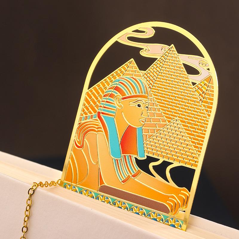 Tassel Pendant Metal Bookmark Egyptian Painting Bookmark Stationery Gifts Retro Book Clip Pagination Mark Reaing Book Tool