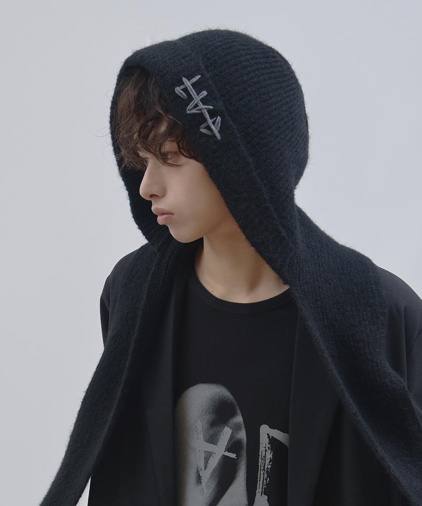 Ladeuedisyeon Lad Wool Knit Hooded Muffler_Black