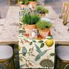 1 pièce chemin de table patchwork beige-marron avec motifs losanges géométriques rouge-blanc. Style ferme, parfait pour les cuisines intérieures, les célébrations, les restaura