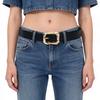 Women's Trendy PU Leather Belt with Square Gold Buckle