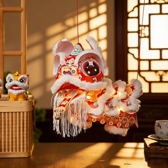 Linterna Danza del León Chino Tradicional DIY Linterna de Papel de Mano Regalos para el Festival de Primavera para el Año Nuevo Chino Decoración del Hogar