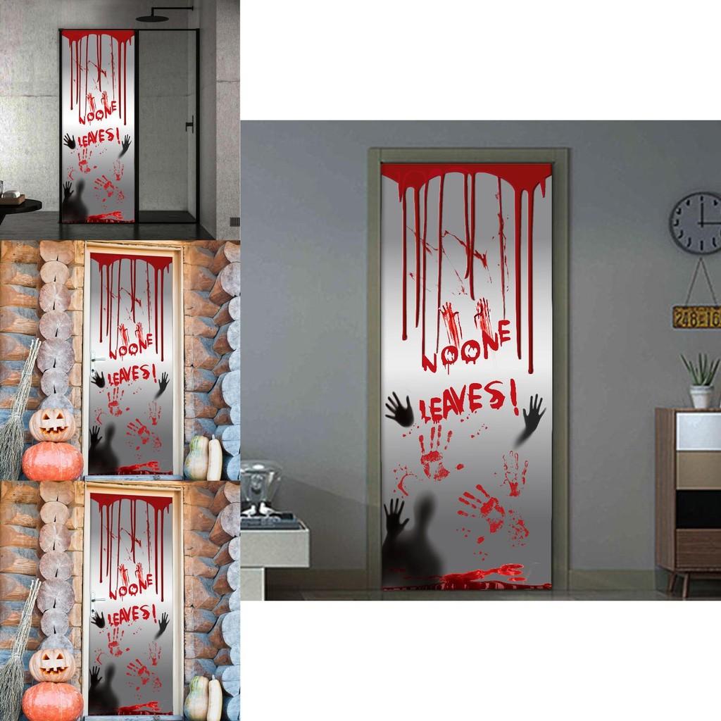 Spooktacular Halloween Decoration Blood Handprint Door Sticker For Ghostly Home Setup