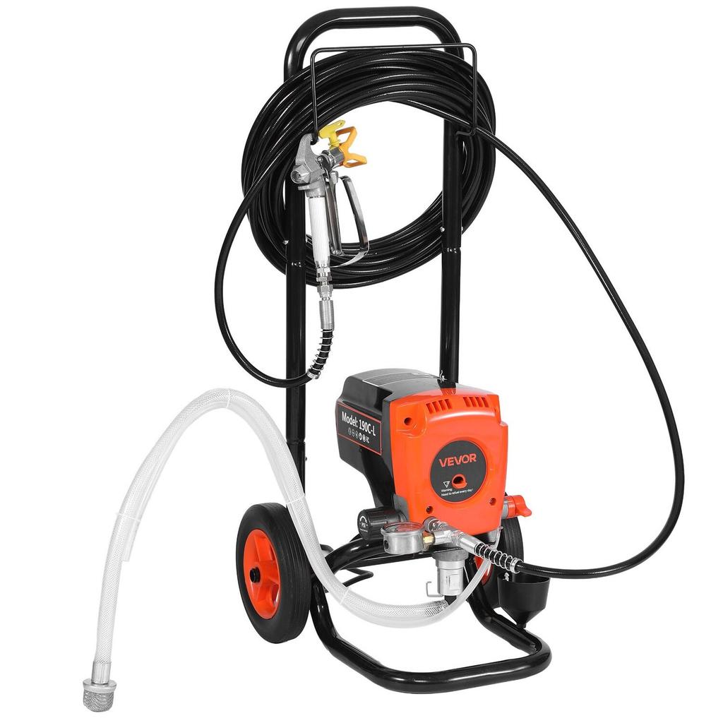 Stand Airless Paint Sprayer, 900W, 3300PSI High Pressure Airless Sprayer with Cart, Cleaning Brush, Hose, Extension Rod, Nozzles, Electric Spray Paint
