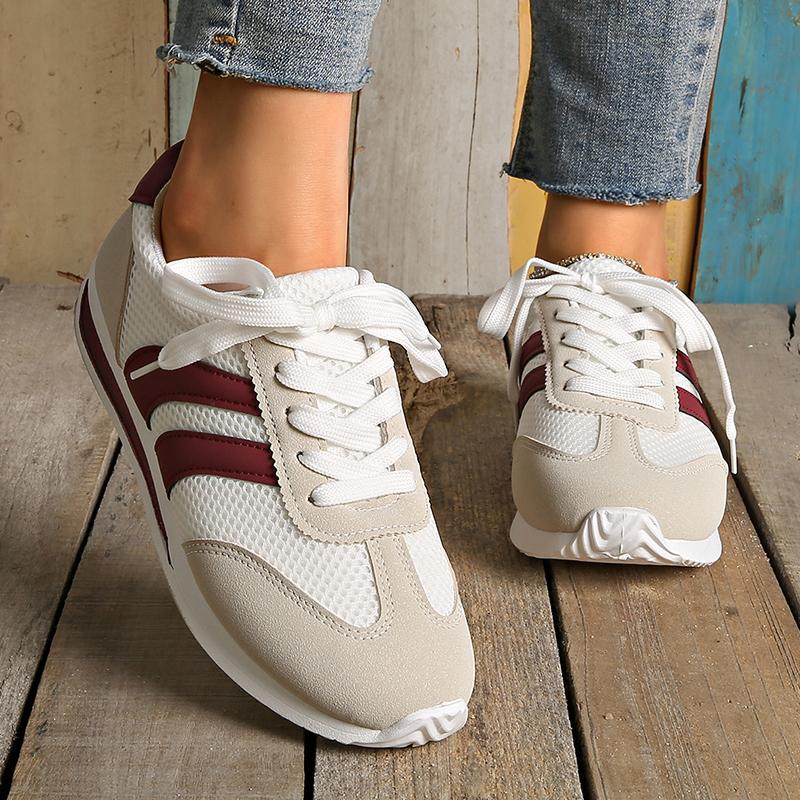 Fashion Spring Autumn Patchwork Women's Sneakers 2025 New Striped Platform Spprt Sneakers Women Comfort Plus Size Non Slip Running Shoes