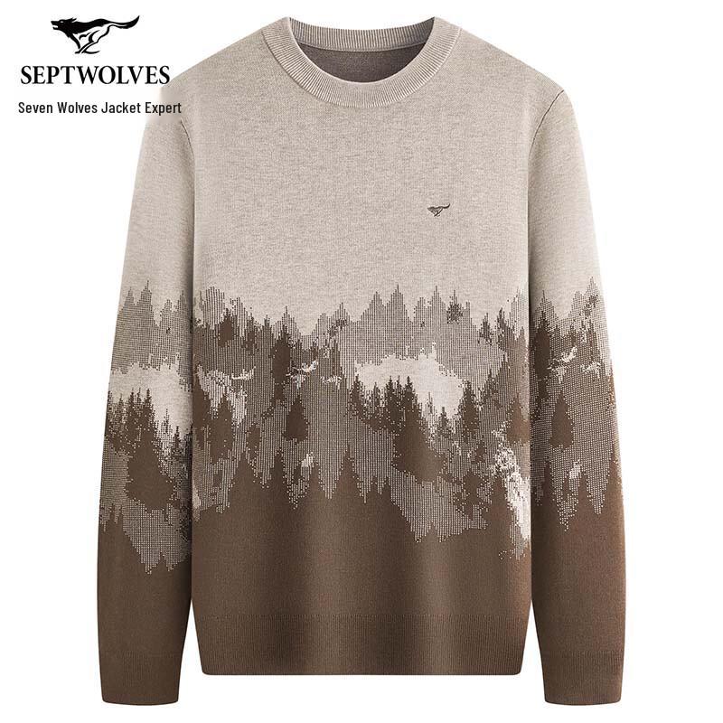 

Septwolves Men s Winter Wool Blend Colorblock Round Neck Sweater 4XL
