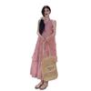 Seaside Vacation Style Long Dress Women's Summer New Sweet Three-dimensional Flower Fake Two-piece Loose Vest Dress