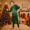 Christmas-print long-sleeve and long-pant matching family loungewear set