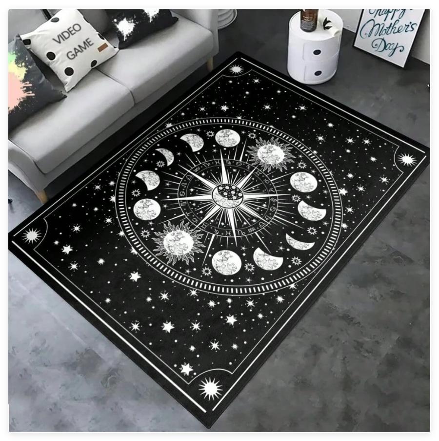 Vintage Astrology Moon Printed Area Rug Mystical Celestial Decor Floor Mat For Living Room Household Space Decor