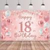 Decorazione per il 18° Compleanno Stendardo di Sfondo Oro Rosa Decorazione per Feste Sfondo Fotografico per Interni ed Esterni
