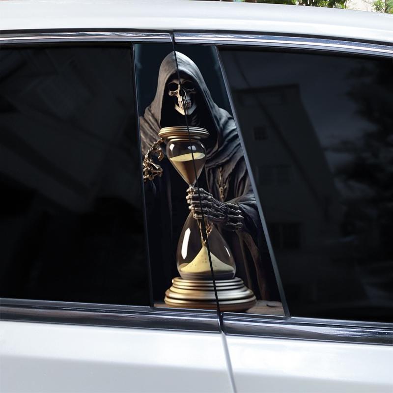 2 Stück Sensenmann Aufkleber Auto B-Säulen Aufkleber DIY Vinyl Wasserdicht Auto Türsäulen Aufkleber Geeignet für die meisten Auto-Mittelpfosten