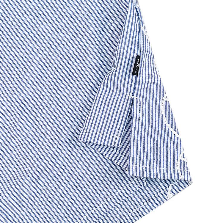 Vans Hickory Stripe Short Sleeve Woven Shirt Blue White Men VN000NM8EF7