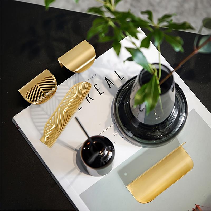 2 Pcs Brass Edge Pull Back Mounted Finger Edge Pull Concealed Drawer Wardrobe Pull Curved Edge Invisible Pull