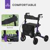 Folding Rollator Walker with Seat, Backrest, Lightweight Walking Frame with Storage Bag, Dual Brakes, Adjustable Handle Height, Suspension System