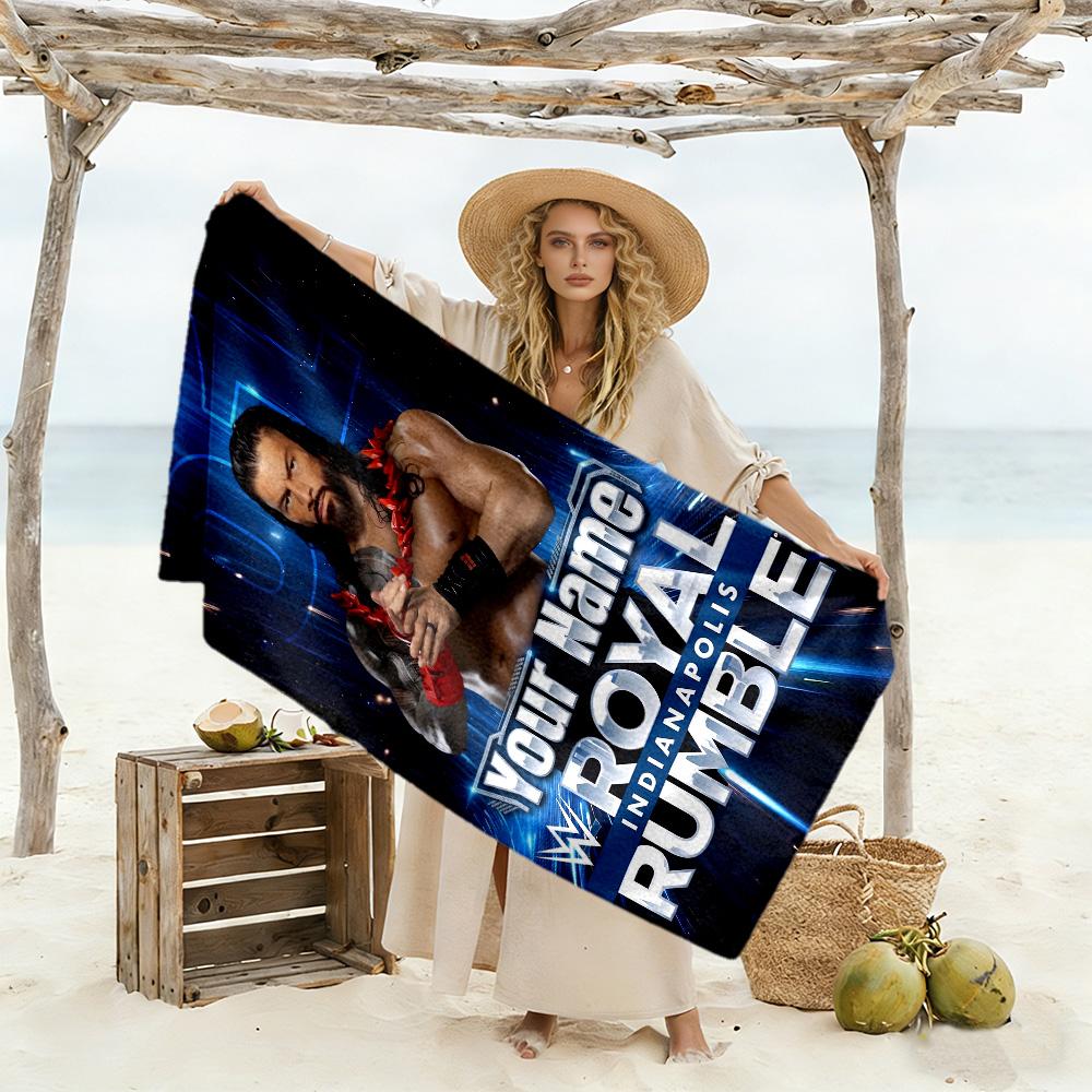 Royal Rumbl Personalized Text Beach Towel Quick-Dry Soft Microfiber Suitable for Swimming Gym Camping Yoga Vacation
