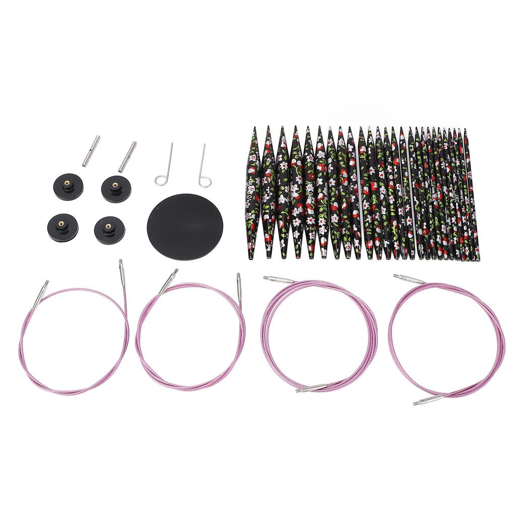 13 Pairs Circular Needles Detachable Aluminum Printing Knitting Needle Set PU Storage Bag for