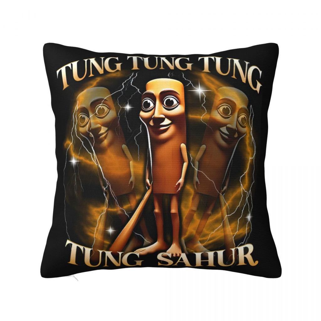 Tung Tung Tung Sahur Square Pillow Case Italian Brainrot Meme Cushion Covers Fashion Decorative Pillowcover for Seat 18
