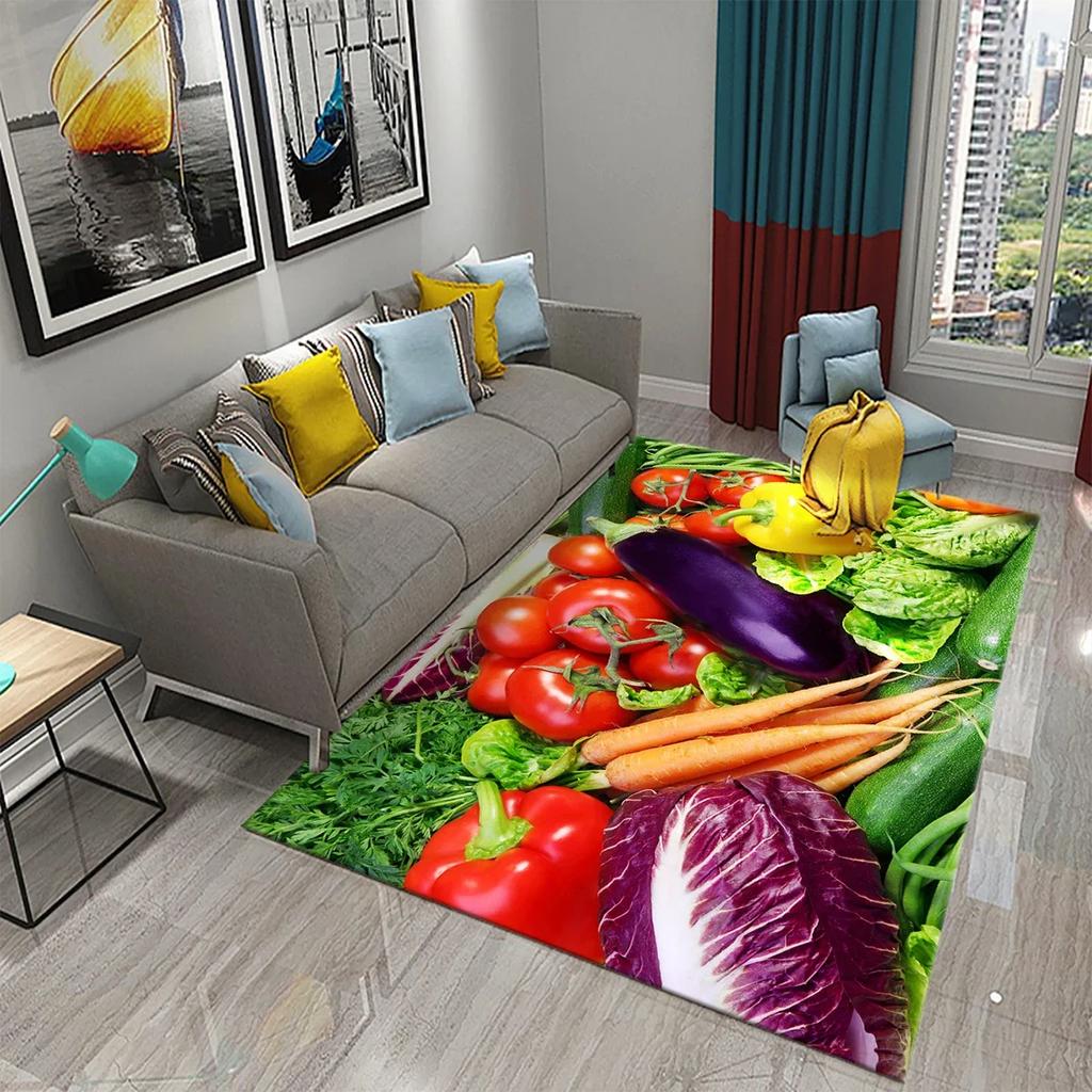 Vegetable Carpet Green Healthy Food Rug Colorful Printed Rectangle Area Rugs Yoga Mats Bedroom Living Room Decor Soft Door Mat