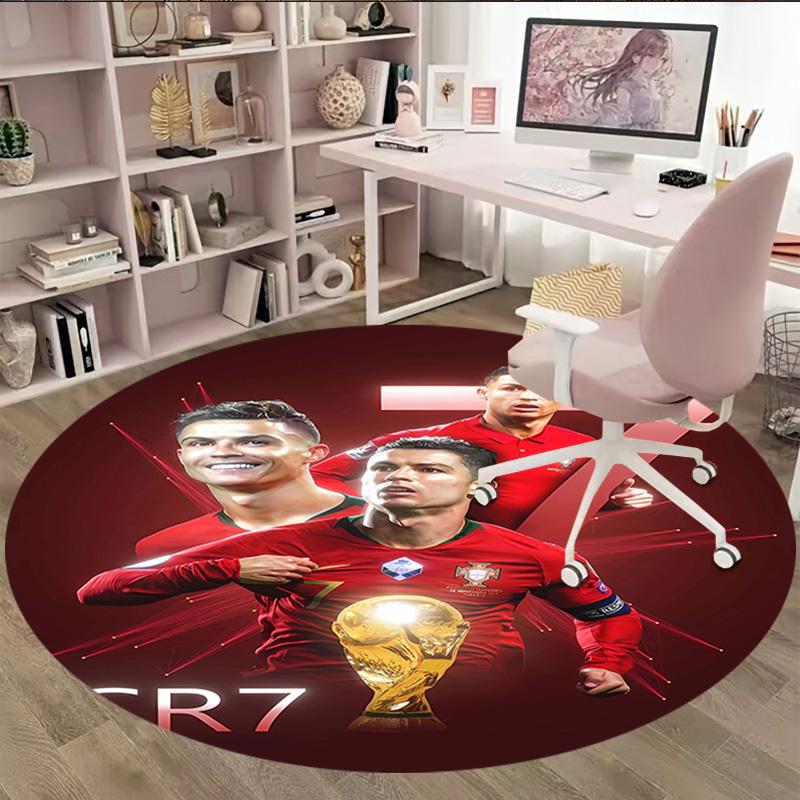 1pc Soccer 7 (4) Print Round Carpet Chair Round Carpet Suitable for Bedroom Living Room Home Decorative Carpet