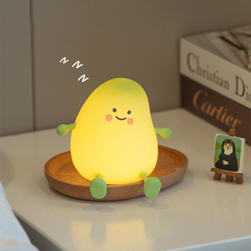 USB Rechargeable Night Light Mango Silicone Night Lights Touch Sensor Bedroom Bedside Cat Lamp With Remote For Kids Baby Gift