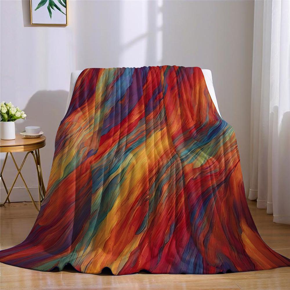 Colorful Swirl Texture Flannel Blanket Warm Soft Halloween Christmas Couch Warm Cozy Decorative Decor Gift for All Season
