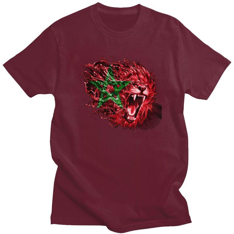 Custom Male Moroccan Flag Morocco Lion T Shirt Short Sleeves Cotton Tshirts Tshirt Casual Tees Clothing