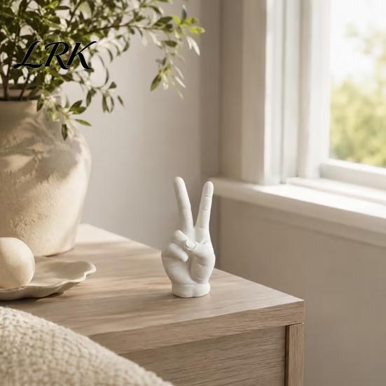 Light Atmosphere Decor Hand Gesture Statue, 3D Printed Yes Finger Sign Sculpture, Modern Home Decoration Decorative Tabletop Ornament for Bookshelf,