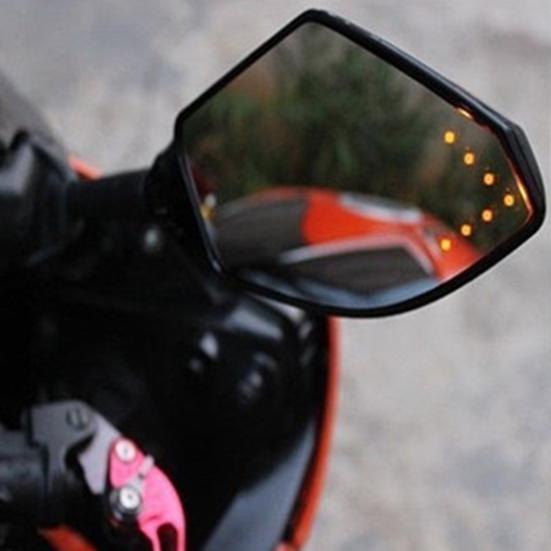 2Pcs Motorcycle Handlebar Mount Rearview Mirror with LED Turn Signal Lights