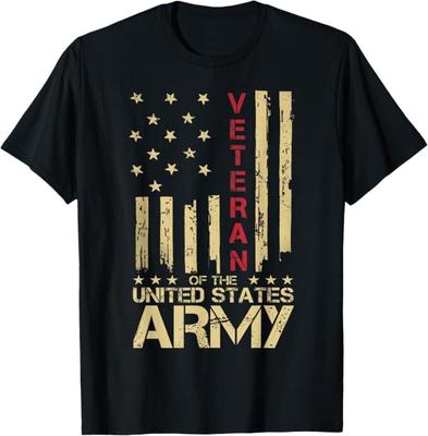 Patriotyczna koszulka z wzorem amerykańskiej flagi z czerwoną linią dla weterana Armii USA