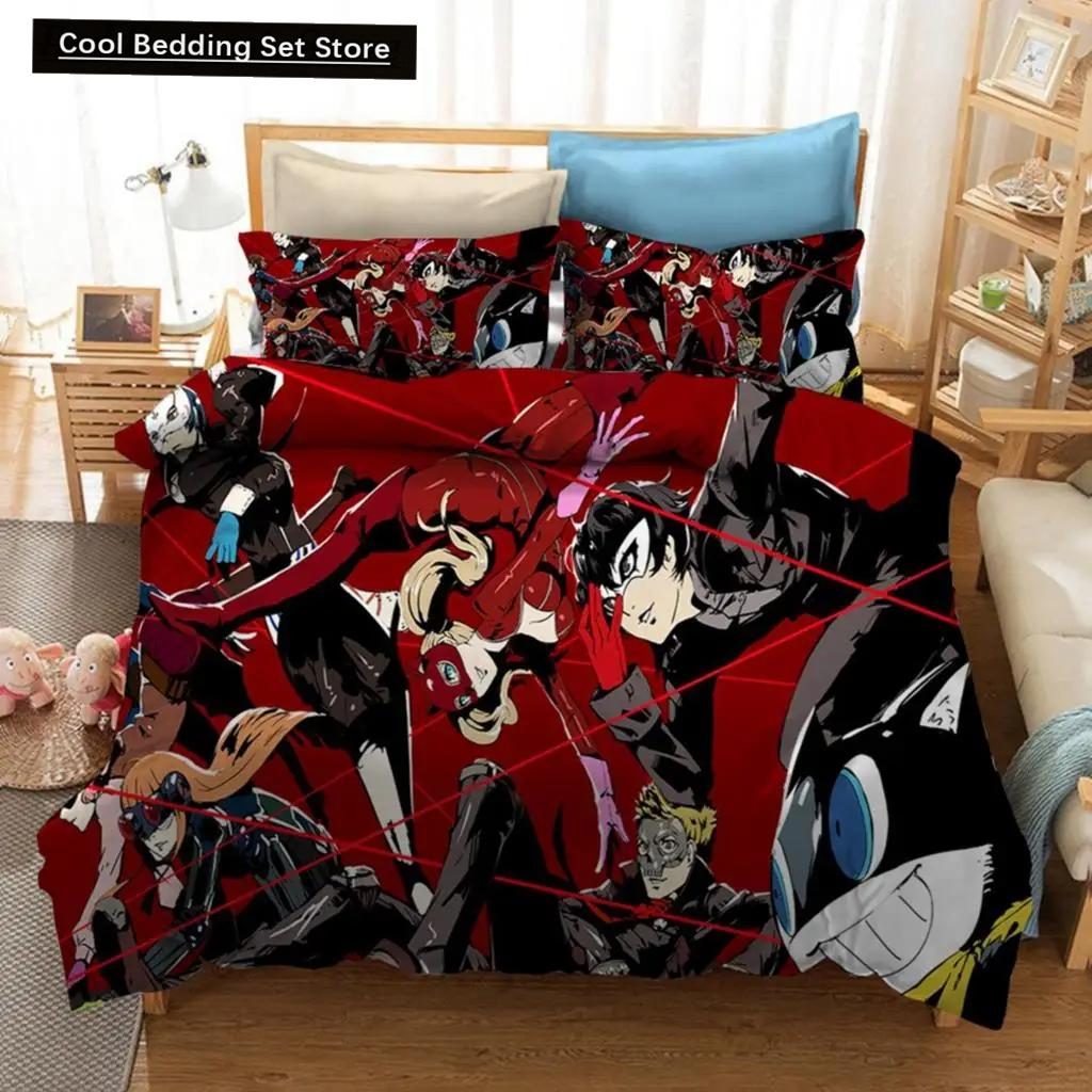 Fashion 3D Print Persona 5 P5 Anime Game Bedding Set Double Twin King Duvet Cover Comforter Pillowcase Boys Girls Adults Bedroom