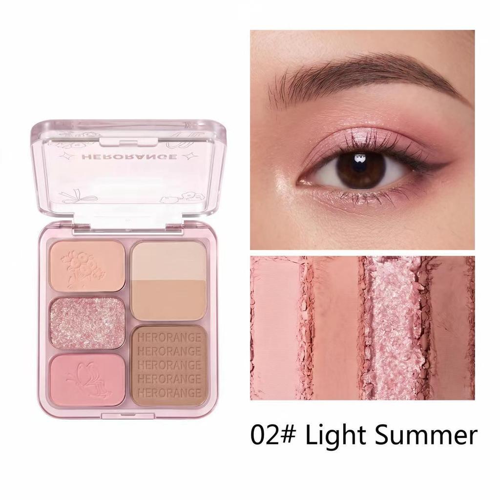 Sweetheart Six-Color Matte & Shimmer Eyeshadow Palette - Popular Daily Makeup in Southeast Asia