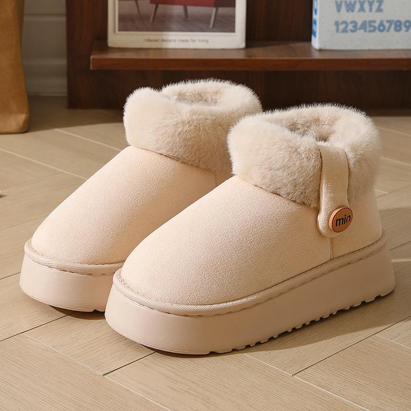 

[5cm thick sole] Bag heel fluffy short boots women s new winter wear velvet warm thick cotton shoes 36-37