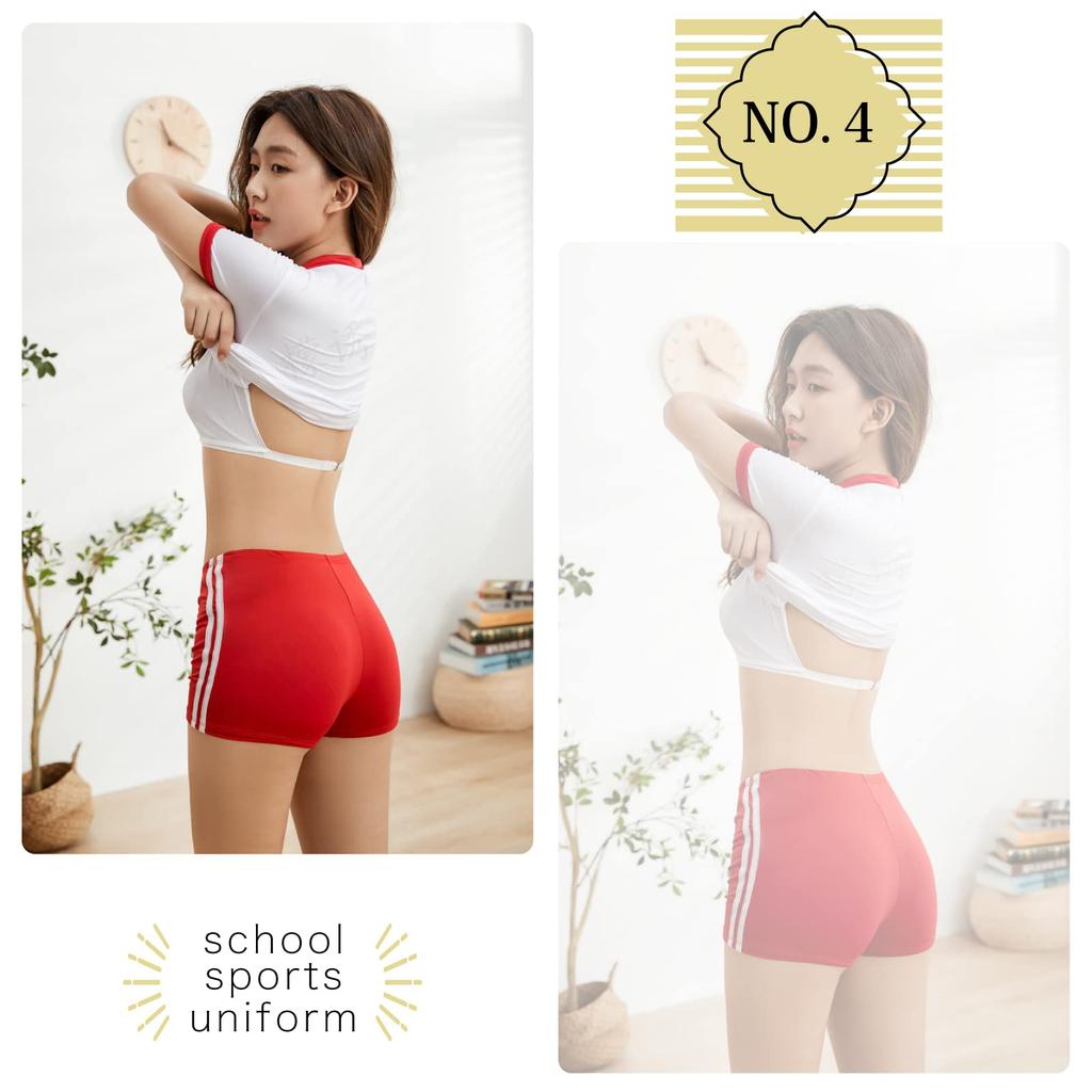 High School Girl Gym Clothes Cosplay Shorts Bloomers Gym Clothes Red Navy Large Size Shorts with Lines [RONGUI] (M, Navy)