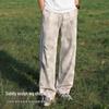 Fingercroxxit Men's Washed Cotton Straight Leg Casual Pants