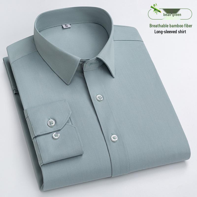 Herren Ziegelrot Bambusfaser Hemd - Business Casual Langarm Eckkragen Strickjacke